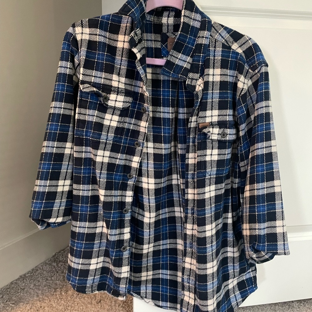 Blue black and white flannel